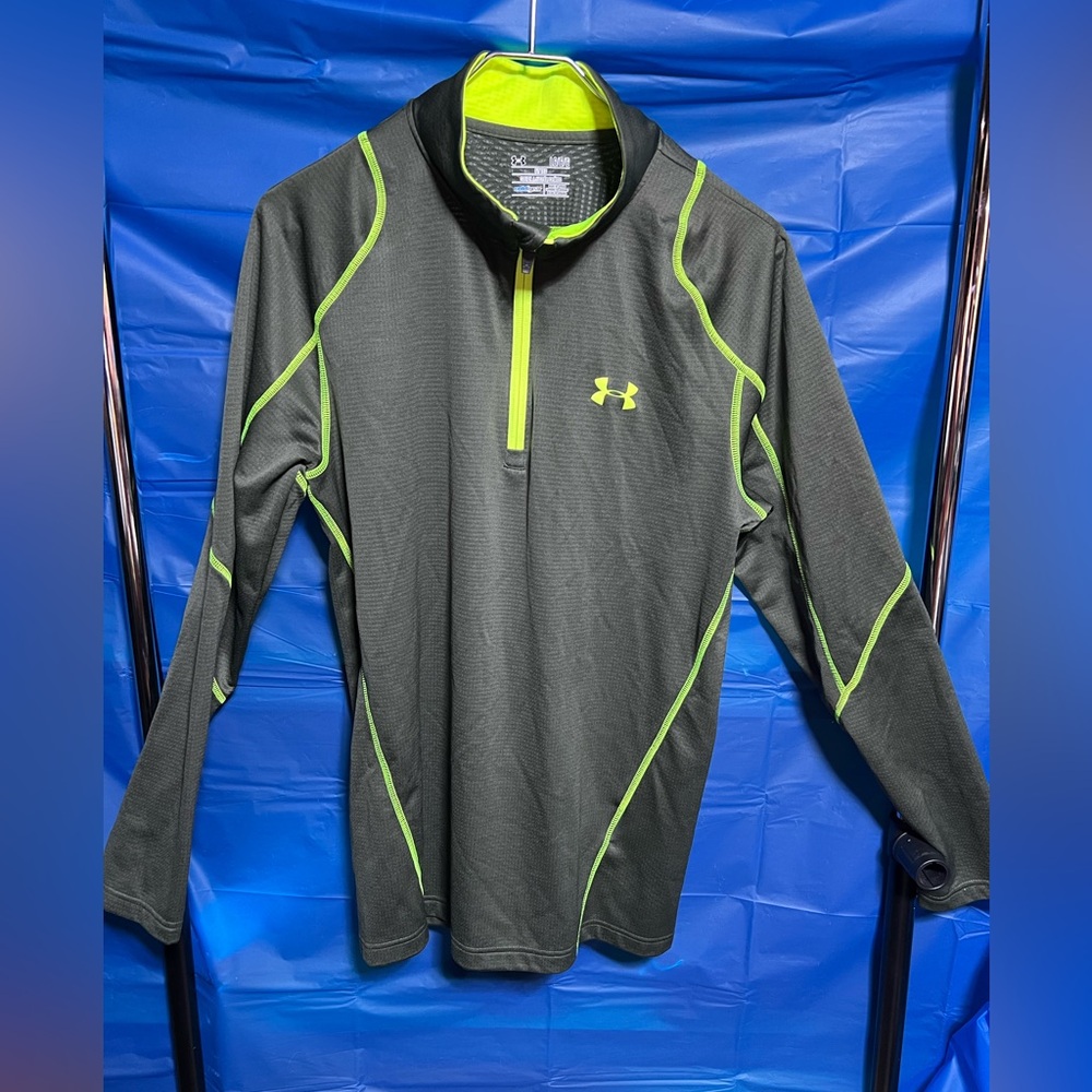 EUC Mens fitted Under Armour cold gear long sleeve pullover sz LG (ah1)